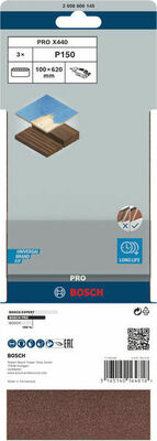 Bosch Power Tools PRO X440 Schleifband, 100 x 620 mm G150 3-tlg. 2608606145