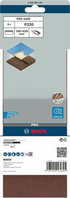 Bosch Power Tools PRO X440 Schleifband, 100 x 620 mm G220 3-tlg. 2608606146