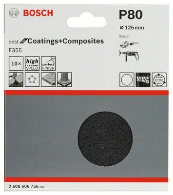 Bosch Power Tools Schleifblatt F355 125 mm, 80,VE10 2608606756