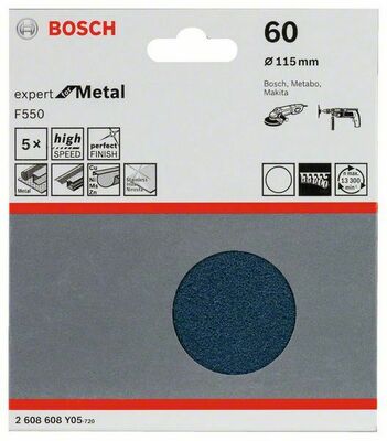 Bosch Power Tools Schleifblatt F550 115mm,60,VE5 2608608Y05