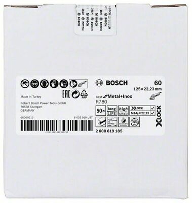 Bosch Power Tools Fiberscheibe X-Lock 125mm, R780,K60 2608619185