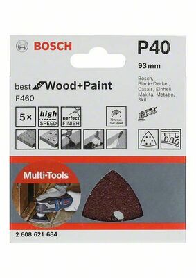 Bosch Power Tools Schleifblatt F460 93mm,40,VE5 2608621684