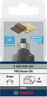 Bosch Power Tools PRO Abrundfräser, R 6, Schaft 8 mm 2608628340