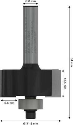 Bosch Power Tools PRO Falzfräser, 9,6 mm, Schaft 8 mm 2608628350
