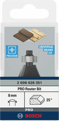 Bosch Power Tools PRO Fasefräser, 25°, Schaft 8 mm 2608628351