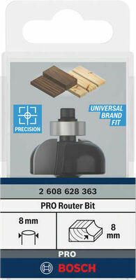Bosch Power Tools PRO Hohlkehlfräser, R 8, Schaft 8 mm 2608628363