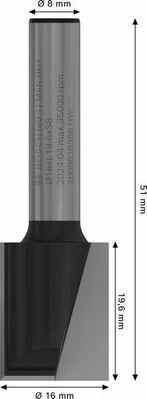 Bosch Power Tools PRO Nutfräser, zweischneidig 16 x L 2608628388
