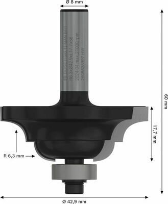 Bosch Power Tools PRO Profilnutfräser, R 6,3, Schaft 8 mm 2608628397