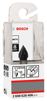 Bosch Power Tools PRO V-Nutfräser, 60° x 11, Schaft 8 mm 2608628406