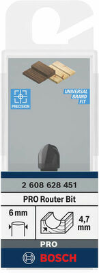 Bosch Power Tools PRO Hohlkehlfräser, R 4,7, Schaft 6 mm 2608628451
