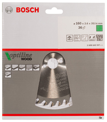 Bosch Power Tools PRO Wood Kreissägeblatt, 160 x 2,6 x 20 mm 2608640597