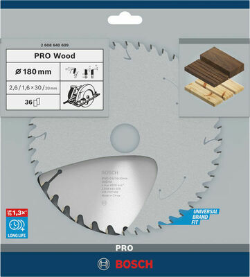 Bosch Power Tools PRO Wood Kreissägeblatt, 180 x 2,6 x 30 mm 2608640609