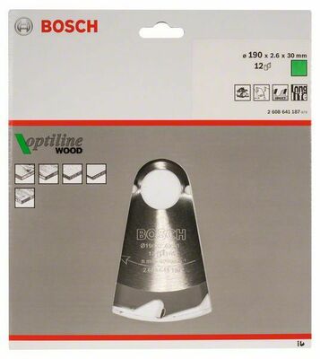 Bosch Power Tools PRO Wood Kreissägeblatt, 190 x 2,6 x 30 mm 2608641187