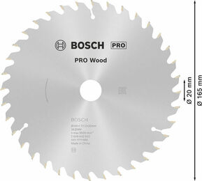 Bosch Power Tools PRO Wood Kreissägeblatt, 165 x 1,7 x 20 mm 2608642602