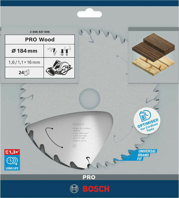 Bosch Power Tools PRO Wood cordless Kreissägeblatt 184 x 2608837698