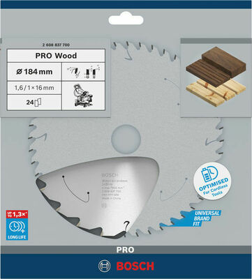 Bosch Power Tools PRO Wood cordless Kreissägeblatt 184 x 2608837700