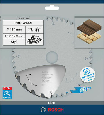 Bosch Power Tools PRO Wood cordless Kreissägeblatt 184 x 2608837702