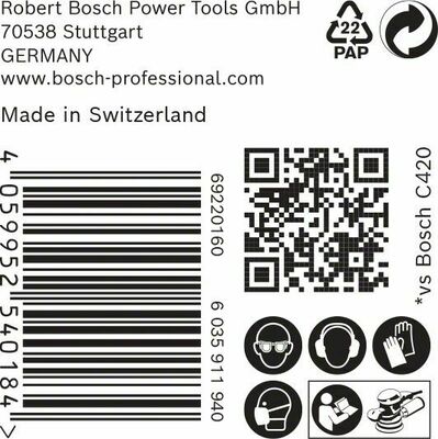 Bosch Power Tools M480 Schleifnetz 125mm,G80,50 Stück 2608900680