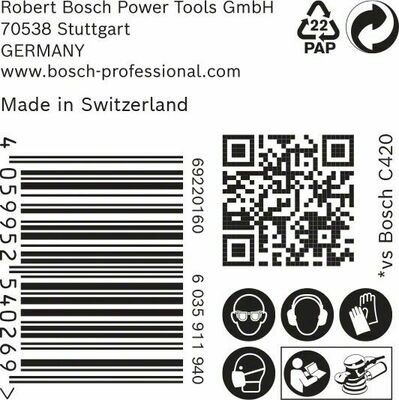 Bosch Power Tools M480 Schleifnetz 125mm,G400,50 Stück 2608900688