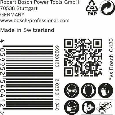 Bosch Power Tools M480 Schleifnetz 150mm,G220,50 Stück 2608900703