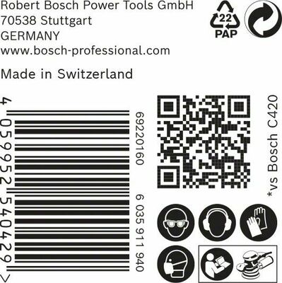 Bosch Power Tools M480 Schleifnetz 150mm,G240,50 Stück 2608900704
