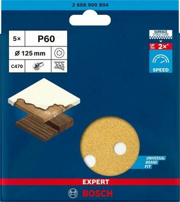 Bosch Power Tools C470 Schleifpapier 125 mm, G60,VE5 2608900804