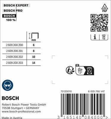 Bosch Power Tools Flachdrahtklammer Typ 51, 10 x 1 x 6 mm 2609200200