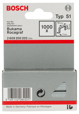 Bosch Power Tools Flachdrahtklammer Typ 51, 10 x 1 x 10 mm 2609200202