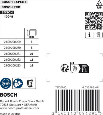Bosch Power Tools Flachdrahtklammer Typ 57, 10,6 x 1,25 x 6 mm 2609200229
