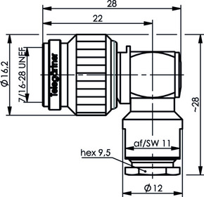 Telegärtner TNC-Kabelwinkelstecker 50Ohm, G1(RG58C/U) 100023729