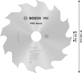 Bosch Power Tools PRO Wood Kreissägeblatt, 140 x 2,4 x 20 mm 2608641168