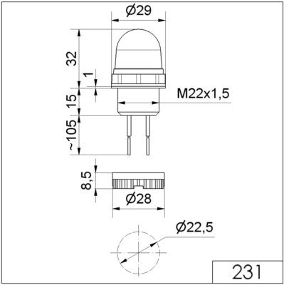 Werma Dauerleuchte 24V DC kl 23140055