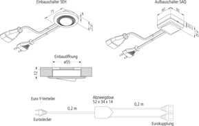 Hera Aufbau-Schalter SAQ quadratisch 2m 21703181005