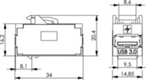 Telegärtner USB-Keystone Type A, USB-3.0, f-f 100023186
