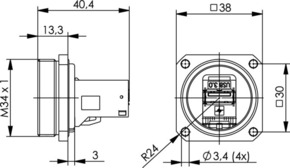 Telegärtner TOC Flanschset IP68 USB-Keystone 3.0 100007383