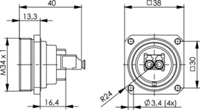 Telegärtner TOC Flanschset IP68 LC Duplex Kupplung 100007403