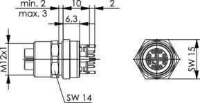 Telegärtner STX M12x1 EBB X-kod. Cat.6A(IEC) 100007427