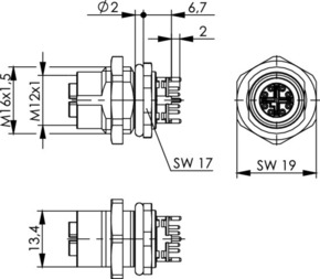 Telegärtner STX M12x1 EBB X-kod. Cat.6A(IEC) 100007428