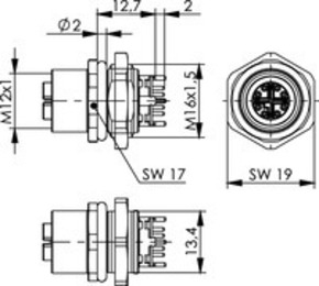 Telegärtner STX M12x1 EBB X-kod. Cat.6A(IEC) 100007429