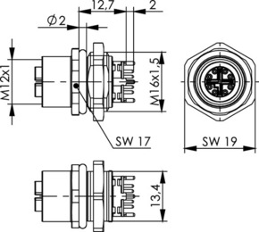 Telegärtner STX M12x1 EBB X-kod. Cat.6A(IEC) 100007429