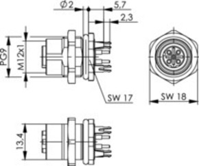 Telegärtner STX M12x1 EBB D-kod. Cat.5 100007432