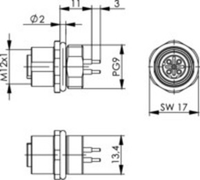 Telegärtner STX M12x1 EBB D-kod. Cat.5 100007433