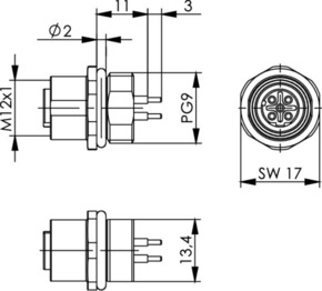 Telegärtner STX M12x1 EBB D-kod. Cat.5 100007433