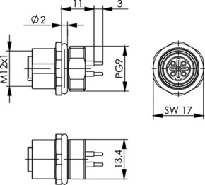 Telegärtner STX M12x1 EBB D-kod. Cat.5 100007433