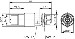 Telegärtner STX M12x1-M12x1 KU X-kod. Cat.6A(IEC) 100007538