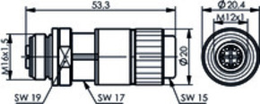Telegärtner STX M12x1 KD X-kod. Cat.6A(IEC) 100007546