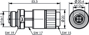 Telegärtner STX M12x1 KD X-kod. Cat.6A(IEC) 100007546