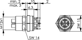 Telegärtner STX M12x1 EBB X-kod. Cat.6A(IEC) 100007548