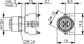 Telegärtner STX M12x1 EBB D-kod. Cat.5 100007549