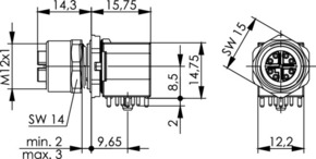 Telegärtner STX M12x1 EBB X-kod. Cat.6A(IEC) 90 Grad 100007554
